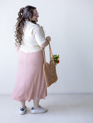 Pink Pastel Knit Drawstring Skirt