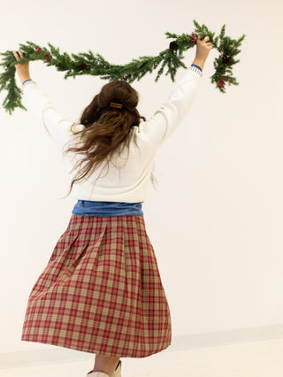 Vintage Christmas Plaid Pleated Skirt