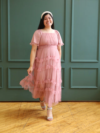 Dusty Lavender Tulle Maxi Dress