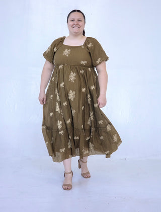Summertime Bronze Baby's Breath Embroidered Dress
