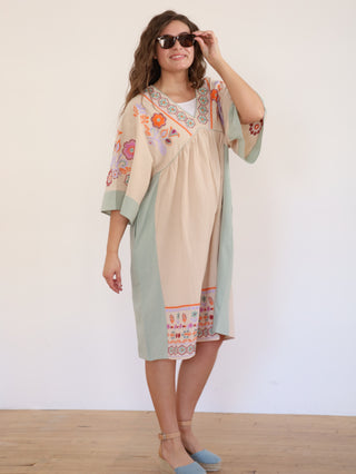 Sunrise Boho Embroidered Midi Dress