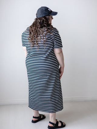 Casual Days Black and White Stripe Plus Tshirt Dress