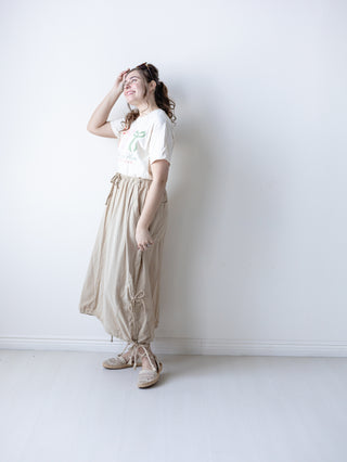 Khaki Boho Tie Maxi Skirt
