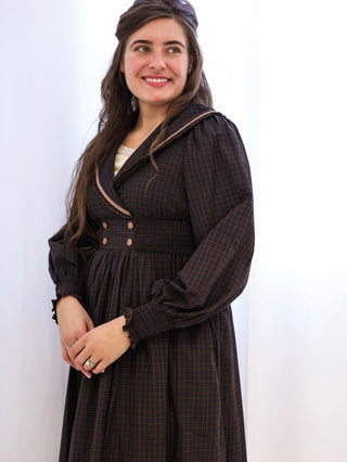 Vintage Plaid Statement Collar Dress