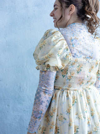 Lemon / Blue Garden Party Floral Dress