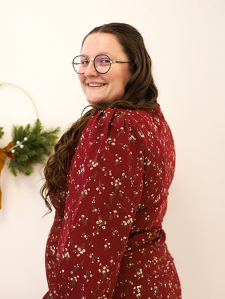 Cranberry Punch Floral Satin Dress