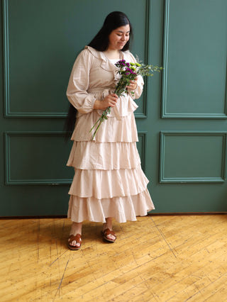 Dreamy Little Thing Beige Ruffle Maxi Dress