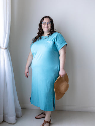 Teal Short Sleeve T-Shirt Dress