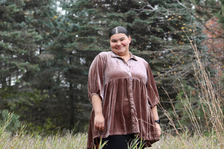 Gold Velvet Plus Tiered Hi-Low Top