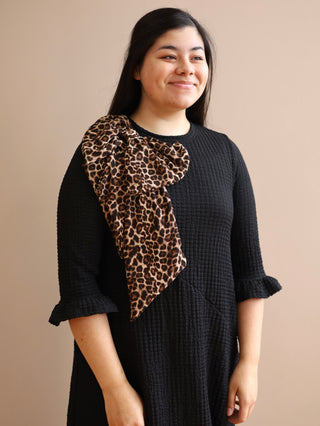 Wild Side Black Leopard Bow Dress