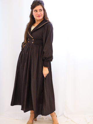 Vintage Plaid Statement Collar Dress