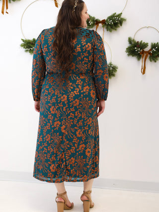 Christmas Bells Gold and Teal Velvet Dress