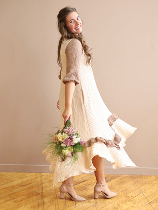 Stunning Sand and Beige Ruffle Dress