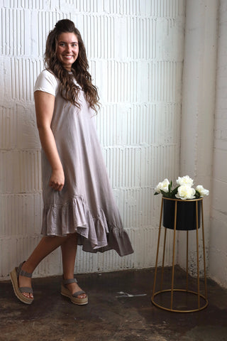 Must Have Gray Ruffle Hem Jumper Dress