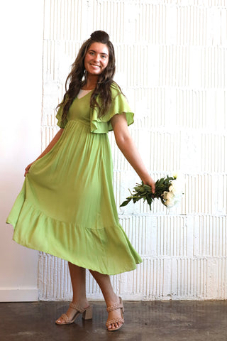 Lime Green Smocked Maxi Dress