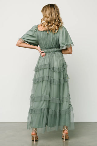 Sage Green Tulle Maxi Dress