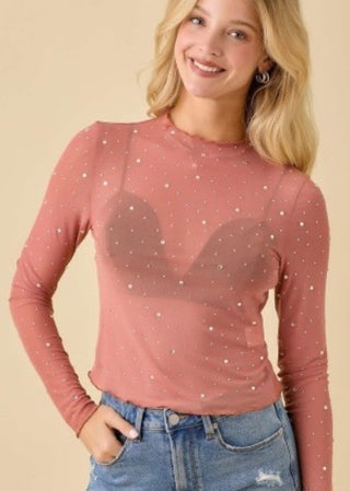 Teracotta Rhinestone Detail Layering Top