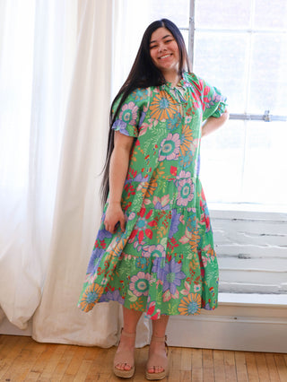 Spring Day Green Floral Maxi Dress