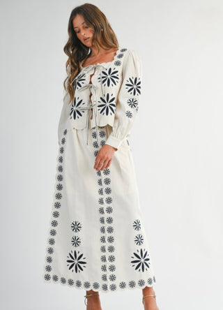 Boho Dream Embroidered Front Tie Top and Matching Skirt Set