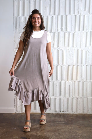 Must Have Gray Ruffle Hem Jumper Dress