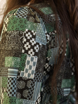 Vintage Christmas Olive Green Patchwork Dress