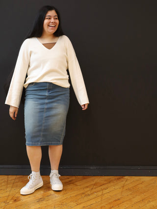 The Anna Vintage Stitched Denim Skirt