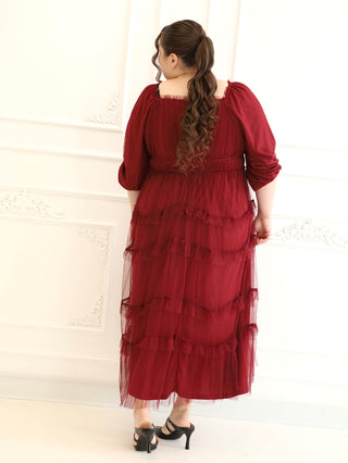 Red Cranberry Punch Tulle Maxi Dress