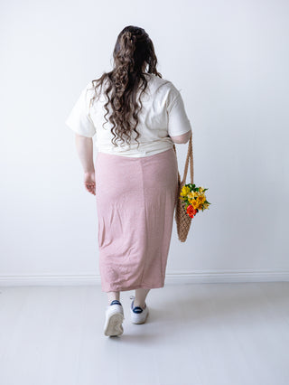 Pink Pastel Knit Drawstring Skirt