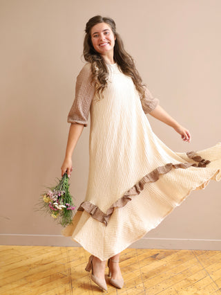 Stunning Sand and Beige Ruffle Dress