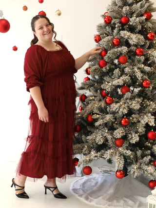 Red Cranberry Punch Tulle Maxi Dress