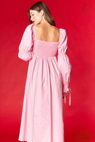 Pink Candy Cane Stripe Midi Dress