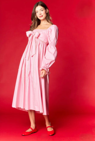 Pink Candy Cane Stripe Midi Dress