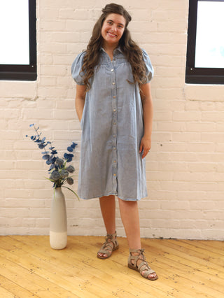 Must Have Smocked Denim Midi Dress