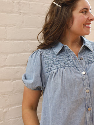 Must Have Smocked Denim Midi Dress