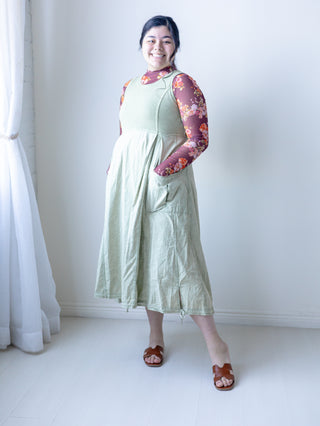Sage Green Everyday Mineral Wash Jumper Dress