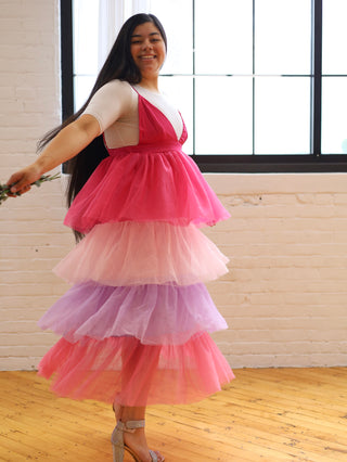 Pink and Purple Ombre Tulle Jumper Dress