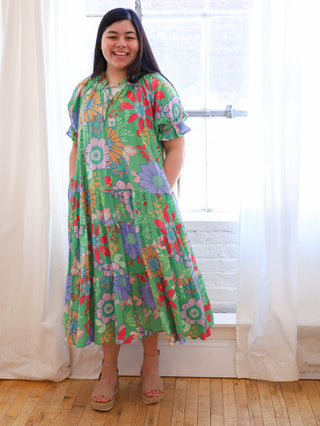 Spring Day Green Floral Maxi Dress