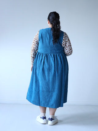 Teal Oversized Corduroy Jumper Dress