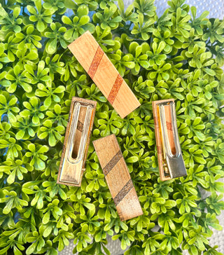 Dramatic Slant Handmade Wooden Hair Clip Sets (2 colors)