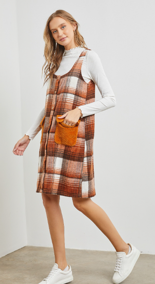 The Perfect Plaid Midi Jumper Dress