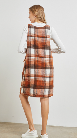 The Perfect Plaid Midi Jumper Dress