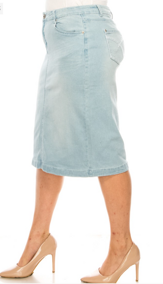 Tiffany Light Wash Denim Skirt
