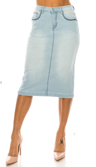 The Allison Light Wash Denim Skirt