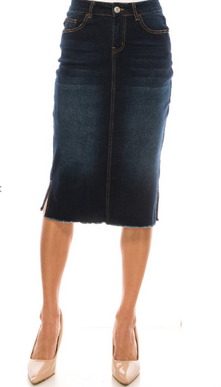 The Darcy Dark Wash Denim Jean Skirt