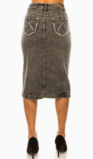 Gray Acid Wash Denim Skirt