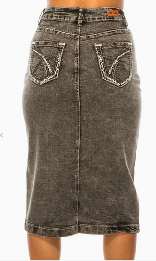 Gray Acid Wash Denim Skirt