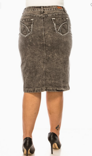 Gray Acid Wash Denim Skirt