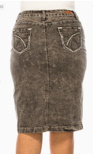 Gray Acid Wash Denim Skirt