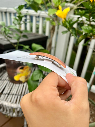 Striped Curved Wooden Hair Barrette (3 colors)