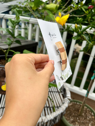 Colorblock Curved Wooden Hair Barrettes (3 colors)